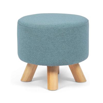 China (Other) Nordic Adjustable Small Living Room Change Shoe Sneak Log Legs Sneak Fabric Upholstered Foot Stool for sale