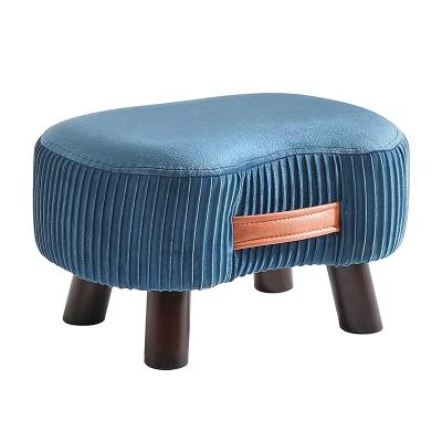 China Adjustable Small Stool Portable Handle (Other) Velvet Ottoman With Padded Seat Footrest With Wooden Legs Modern Change Shoes Sneak for sale