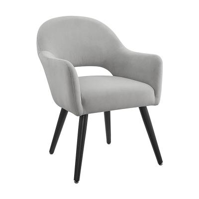 China Adjustable (Other) Dining Chair Modern Design Hotel Cafe Velvet Fabric Armchair Powder Metal Coated Legs Comfortable Dining Chair With Hollow Out for sale