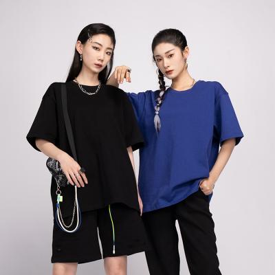 China Fashion QUICK DRY Brand New Style 280g Spring Pure Color 2022 Spring T-shirt Printed Logo Simple Men And Women With Short Sleeves for sale