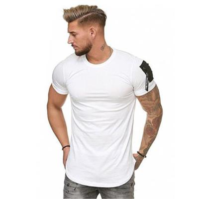 China 2022 Summer QUICK DRY casual white custom design men's T-shirt stitching solid color fitness sports quick dry T-shirt for sale