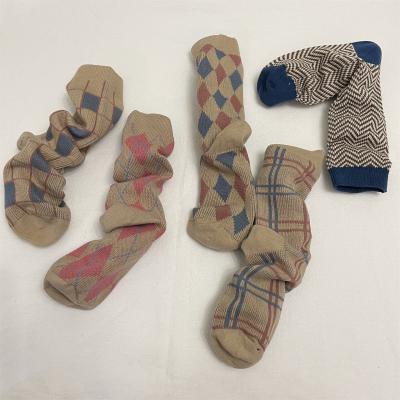 China Autumn Sweet Khaki Women Korean Cotton Socks Fashion 100% Cotton Socks Double To Stitch Double Sided Socks for sale