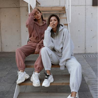 China Breathable 2021 Women Autumn 2 Piece Tracksuit Sets Two Piece Casual Oversized Hoodie Set Women Clothing for sale