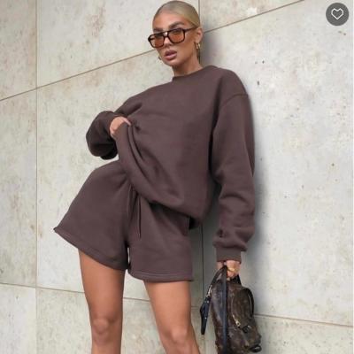 China 2021 Women's Casual Fashion Autumn And Winter Long Sleeve Shorts Ladies QUICK DRY European And American Sports Fitness Two-piece Suit for sale