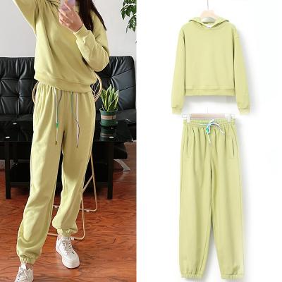 China 2021 Winter Sweatpants QUICK DRY Custom High Quality Fashionable Top Joggers And Hoodie Set Women 2 Pieces for sale