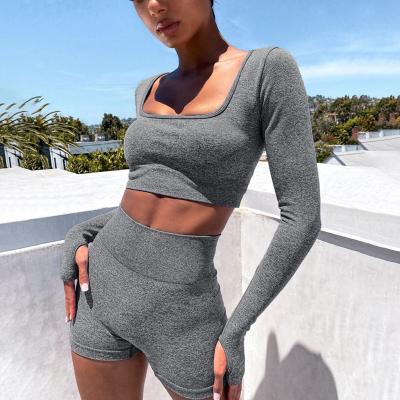 China Wholesale Custom Women's Breathable High Waist Seamless Gym Yoga Set Solid Color Shorts Fitness Yoga Wear for sale