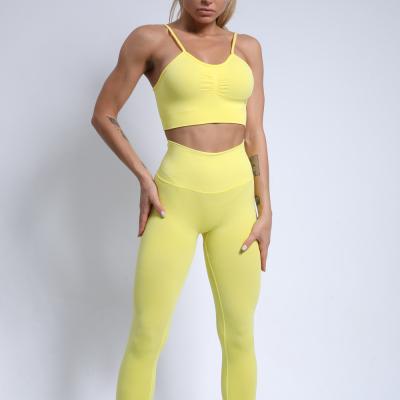 China Breathable Sports Bra And Yoga Pants Naked Feeling Set Two Piece Yoga Set Women Gym Fitness Sport Wear for sale