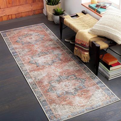 China Oriental Vintage Living Room Rugs Medallion Machine Washable Area Rugs Non Slip Runner Blanket for sale