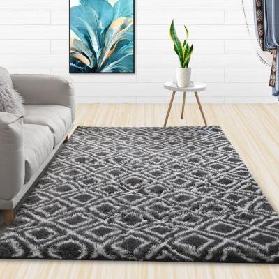 China Furry Blankets Shaggy Rug Washable Area Rugs Lattice Washable Moroccan Plush Bedroom Floor Mats for sale