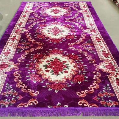 China Washable Wall To Wall Carpet Hotel Embossed Soft Mink Prayer Rug Anti Slip Raschel Mat for sale