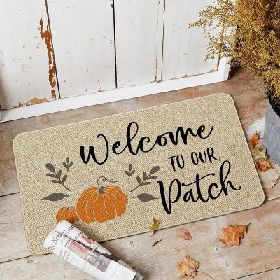 China Washable Door Mat Outdoor Porch Thanksgiving Non Slip Mat Indoor Rubber Welcome Mats for sale