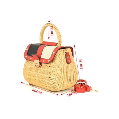 China Fashion Amazon Hot Selling Rattan Woven Women's Shoulder Bag Travel Beach Large Capacity Messenger Handbag for sale