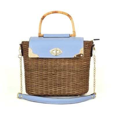 China Fashion Amazon Sells New Rattan Woven Portable Women's Bag Rattan One Shoulder Diagonal Bag for sale