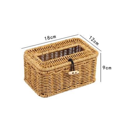 China Sustainable Amazon merchandises rattan hand - woven tissue box, home living room, hotel towel storage box18*12*9cm for sale