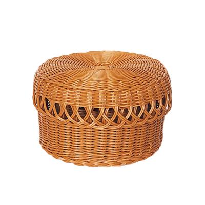 China Sustainable Amazon Merchandise Rattan Hand - Woven Storage Basket With Cover Household Egg Snacks And Sundries Storage Basket for sale