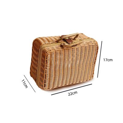 China Sustainable Best Selling Amazon Rattan Woven Box With Built Basket Photography Props Woven Box In Storage And End Storage for sale