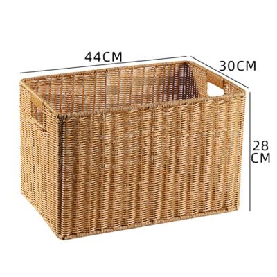 China Viable Hot Selling Imitation Rattan Woven Basket For Home Portable Sundries Storage Plastic Basket BPA Free for sale