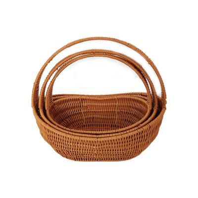 China Sustainable Amazon Merchandise Rattan Like Handmade Portable Woven Basket Garden Picking And Shopping Fruit And Vegetable Basket for sale