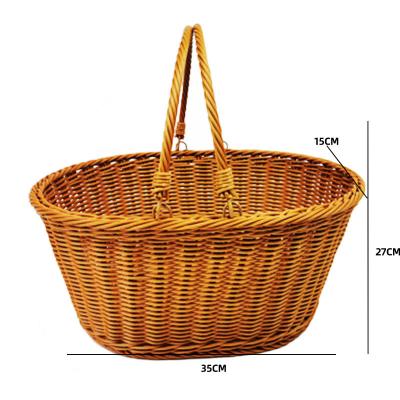 China Amazon Sustainable Hot Plastic Imitation Rattan Outdoor Handmade Portable Basket BPA Free for sale