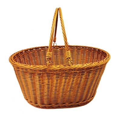 China Amazon Best Selling Sustainable Handwoven Plastic Picnic Supermarket Rattan Shopping Basket BPA Free for sale