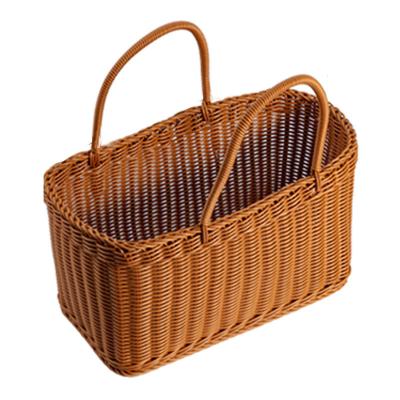 China Sustainable Amazon Markets Rattan Like Handmade Outdoor Picnic Basket Portable Shopping Vegetable Basket Fruit Basket for sale