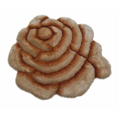 China Skid Resistance 3D Camel Rose Shag Rug Super Soft Smooth Silk Area Home Bedroom Dinner Room Kids Flower Shaggy Rug for sale