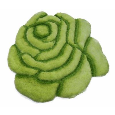 China Skid Resistance Green Rose Shag Rug Super Soft Smooth Silk Area Home Bedroom Dinner Room Kids Flower Shaggy Rug for sale