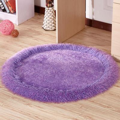 China Dampen noise; Purple Sleek Polyester Round 8cm Pile Shaggy Carpet Soft Surface To Walk On for sale