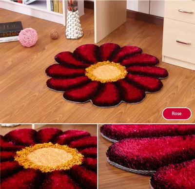 China Dampen noise; Soft surface to walk on polyester rose color around sunflower shaggy carpet for sale