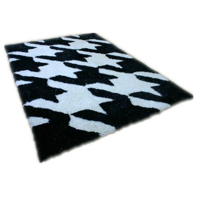 China New Modern Design Anti-slip Black And White Shag Rug Swallow Grid Houndstooth Fluffy Blankets for sale