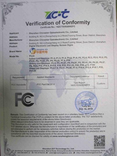 FCC - Shenzhen Chinastar Optoelectronic Co., Limited