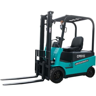 China 4 wheel Electric Forklift Truck Large Wheel Pallet with four Big Tyres en venta