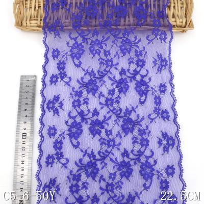 China Non-viable Lace Fabric Stretch 22.5 cm Blue Lace Underwear Trim Tulle Lace Accessories for sale