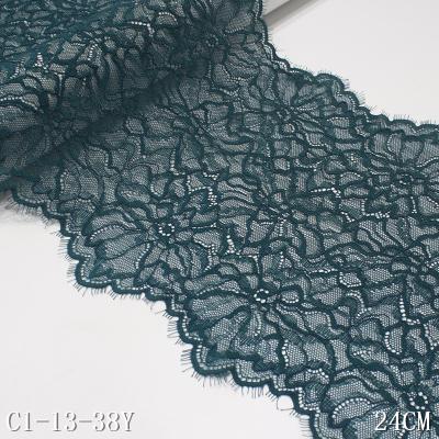 China Polyamide 2022 Lasting Lasting Green Elastic 24cm Elastic Polyamide Eyelash Lace Chinese Elastic Trim 24cm for sale