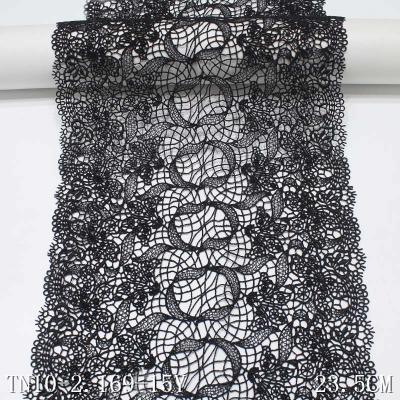 China Available 23cm Available 23cm Black Lace Chemical Guipure Lace Polyester Net Embroidery Lace Fabric for sale