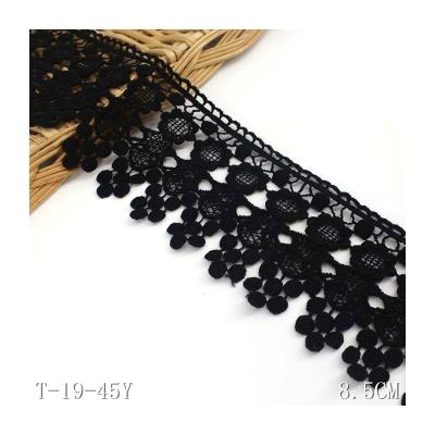 China Viable Sale Black Crochet Lace 8.5cm Wide Lace Material Guipure Lace Fabric Available for sale