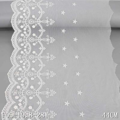 China Viable hot sale cotton embroidery lace 44 cm wide white spot lace trim underwear accessories wholesale dress decorative skirt trim for sale