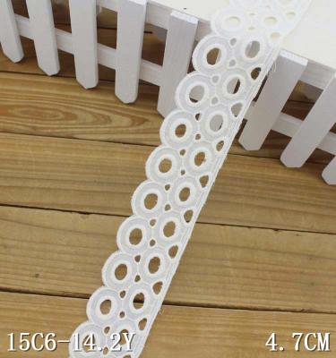 China 4.7cm viable embroidered pure white cotton eyelet lace for lingerie cotton lace ribbon for sale