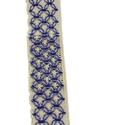 China Sustainable Navy Blue 5.5cm Geometric Crochet Cotton Lace Trimming for sale