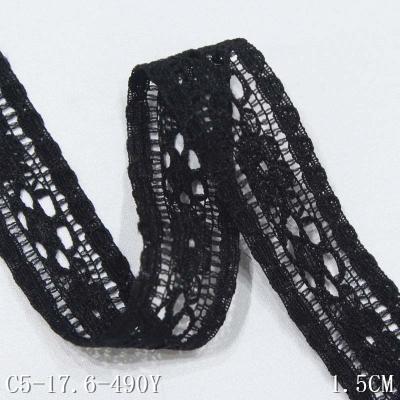 China Sale Nylon Available Wide Edge 1.5cm Lace Ribbon Satin Lace Durable Black Edge Non-Elastic Material for sale