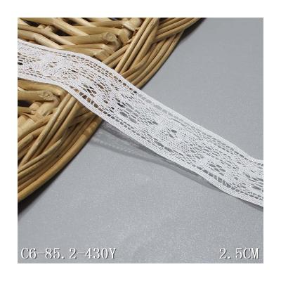 China White Edge Ribbon Non-Elastic Material Cotton Satin Trimming Lace Workable 2.5cm Wide Lace for sale