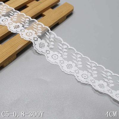 China Viable wholesale lace strips white 4cm non-stretch lace trim flower mesh embroidery lace dress dress decoration for sale