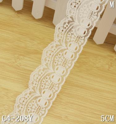 China Vintage Design Sustainable Natural White Insert Scalloped Border Nylon Plain Lace For Bridal Wedding for sale