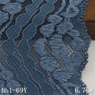 China Eco - Friendly Army Blue Textronic Flower Scalloped Edged Trim Wholesale Lace for sale