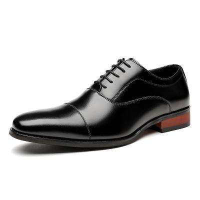 China Breathable Genuine leather business shoes men's three joint formal shoes pointed office wedding Oxford shoes wooden root for sale