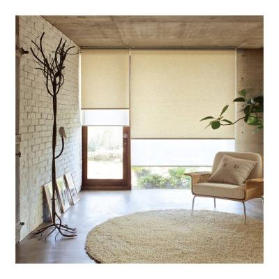 China Minimalist Easy Fix Wifi Polyester Blackout Full-Shading Remote Control Motorized Smart Roller Blinds for sale