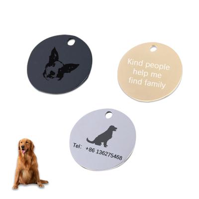 China Europe Stainless Steel Dog Tags Inner Hole Ground Metal Listing Collar Titanium Steel Hangtags Engraved ID Tag Signage for sale