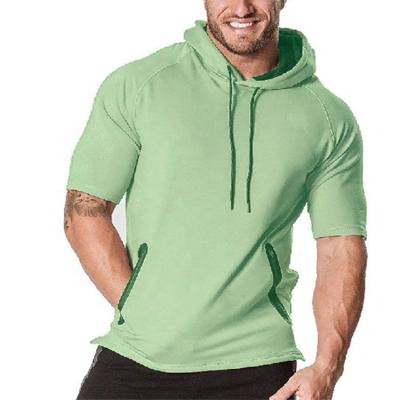 China Custom Logo Fitness Sports Men Gym Hoodies Autumn Sleeve OEM Hoodie Anti-wrinkle Workout Male Short Sports Hoodies for sale