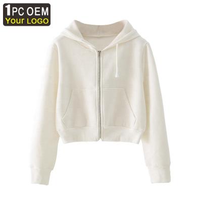 China Custom Crop Top QUICK DRY Hoodie Women Fashion Streetwear Hoodies Wholesale White Women Pullover Pocket Embroidered Hoodies for sale