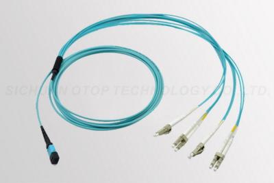 China empuje multi de la fibra de 8F LC MPO en la certificación del cable OHSAS18001 de OM3 OM4 en venta